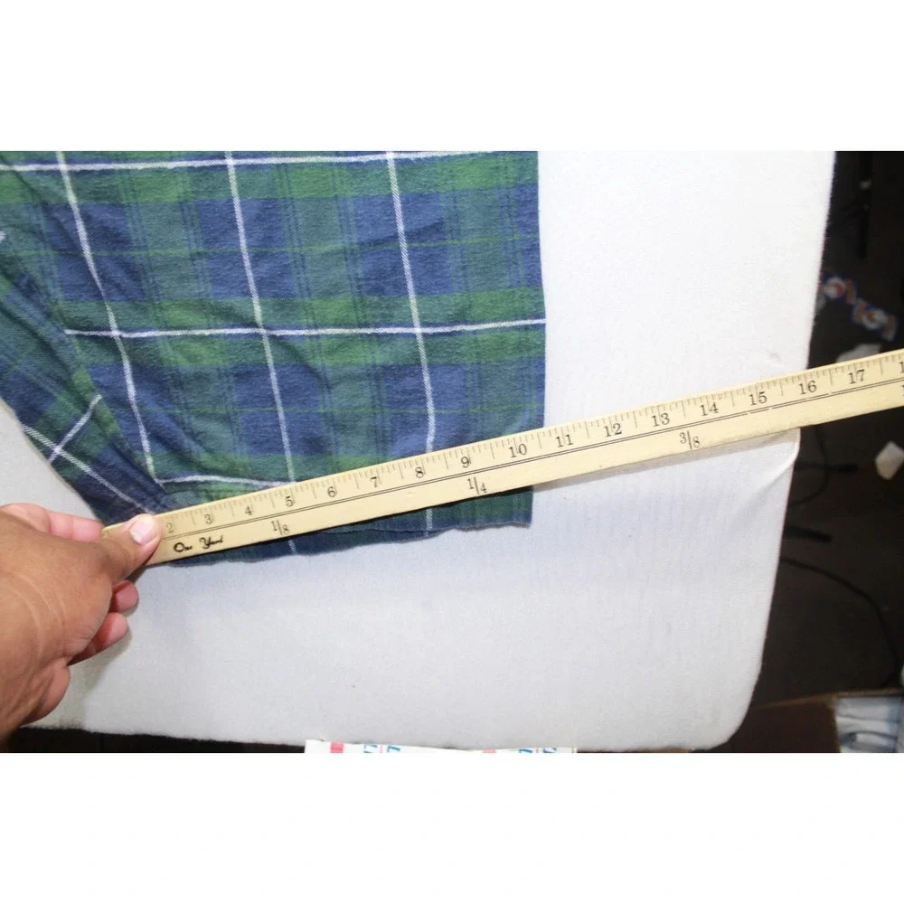 KingSize Men's Pajama Pants Big & Tall 6XL Blue Green Plaid Elastic Waistband